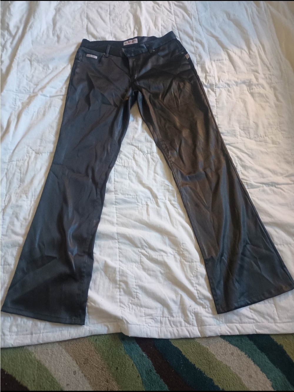 Self Esteem Black Faux Leather Flare Pants